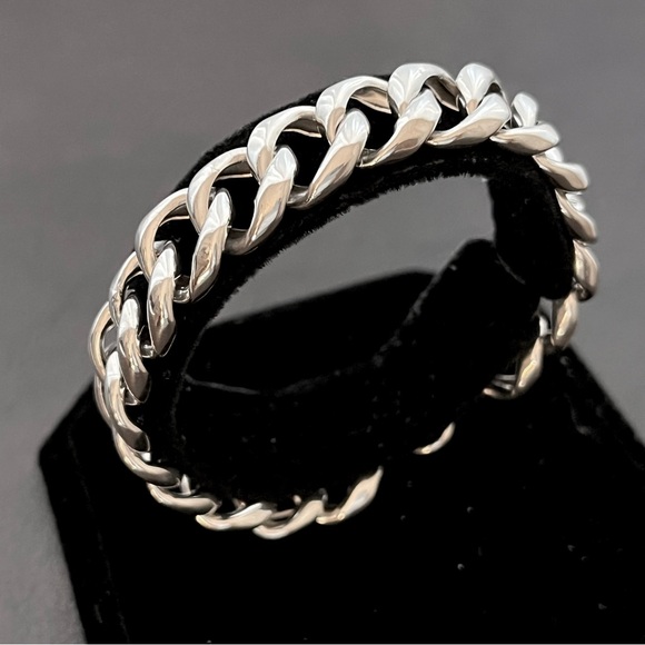 Vintage sterling silver wide Cuban link chain bracelet - Picture 3 of 9